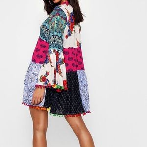 Patchwork tassel dress